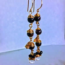 Ruby Red Garnet Boho Gold Wire Wrapped Dangle Earrings