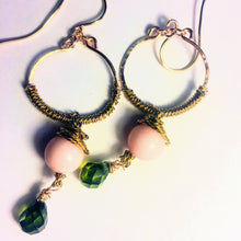 Angel Skin Coral with Green Sworvski Crystal