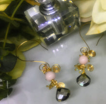 Angel Skin Coral and Pyrite Earrings