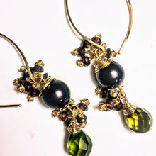 Pearl, Garnet, Iolite, and Peridot Earrings