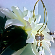 Green Amethyst and Grey Agate Earrings