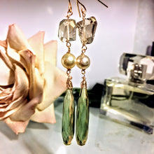 Lemon/Lime Hydroquartz and Pearl Earrings