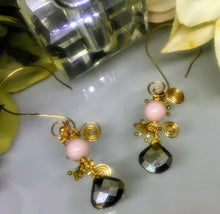Angel Skin Coral and Pyrite Earrings