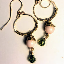 Angel Skin Coral with Green Sworvski Crystal