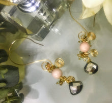 Angel Skin Coral and Pyrite Earrings
