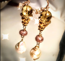 Baroque Pearl and Lemon Quartz Earrings