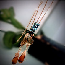Long Smoky Quartz and Amber Earrings
