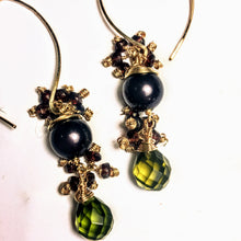 Pearl, Garnet, Iolite, and Peridot Earrings