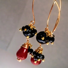 Pearl, Carnelian, and Gold Wire Work Earrings