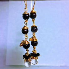 Ruby Red Garnet Boho Gold Wire Wrapped Dangle Earrings