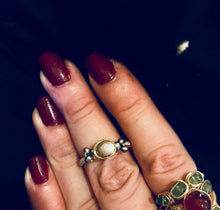 Chocolate Moonstone Ring With Purple Freshwater Pearls
