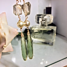Lemon/Lime Hydroquartz and Pearl Earrings