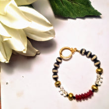 Crystal, Carnelian, and Striped Agate Bracelet