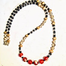 Red Agate Necklace with Austrian Crystals