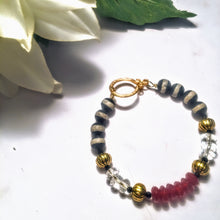 Crystal, Carnelian, and Striped Agate Bracelet