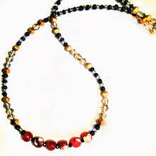 Red Agate Necklace with Austrian Crystals