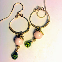 Angel Skin Coral with Green Sworvski Crystal