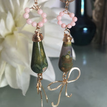 Angel Skin Coral and Fancy Jasper Edwardian Revival Bow Earrings