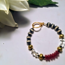 Crystal, Carnelian, and Striped Agate Bracelet