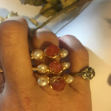 3 Stackable Silver Coated Carnelian Rings