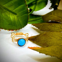 Robbins Egg Blue Victorian Button Ring