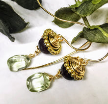Garnet and Green Amethyst Earrings