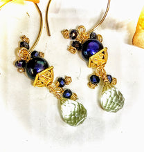 Peacock Blue Pearl Earrings
