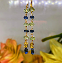 London Blue Topaz Earrings with Green Amthyst