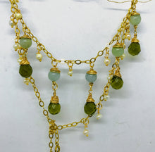 Morganite and Peridot Briolette Necklace
